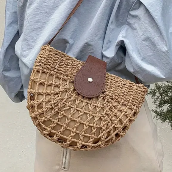 Straw Crossbody Chic Hollow Out. NWT - Picture 10 of 16